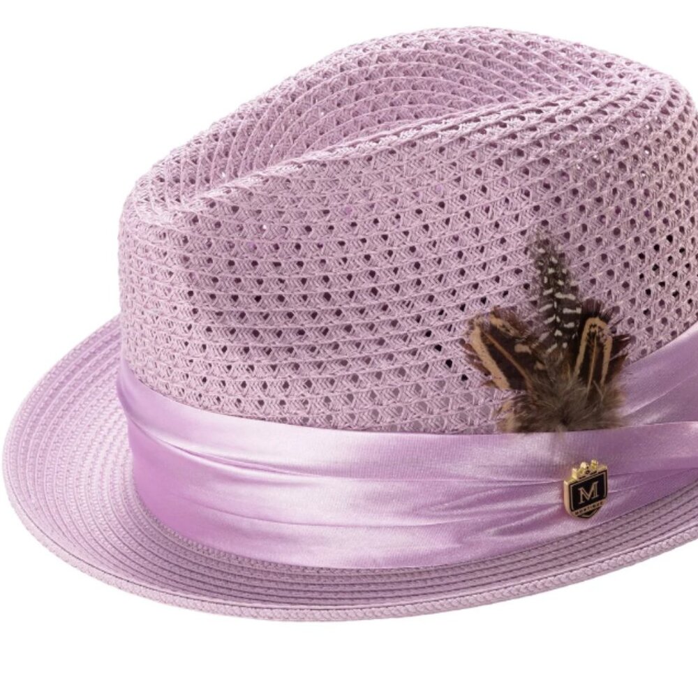 Men's LAVENDER  Mesh Fedora Hat - Montique Pinch Crown Fedora H-34